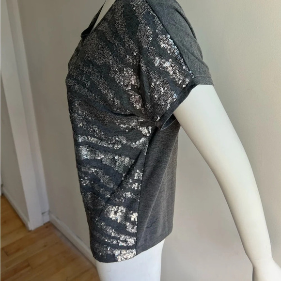 Zebra Sequin One Size Grey & Silver Womens Boxy NYE Top - Picture 3 of 7